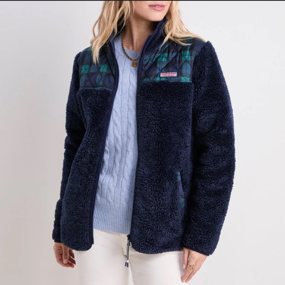 Vineyard Vines Heritage High-Pile Fleece Mixed Print Jacket - Size Medium